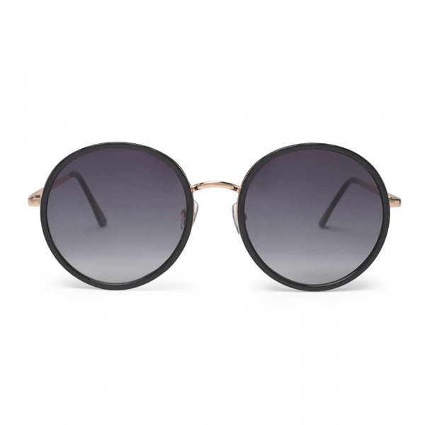 Janis Black Oversized Round Sunglasses