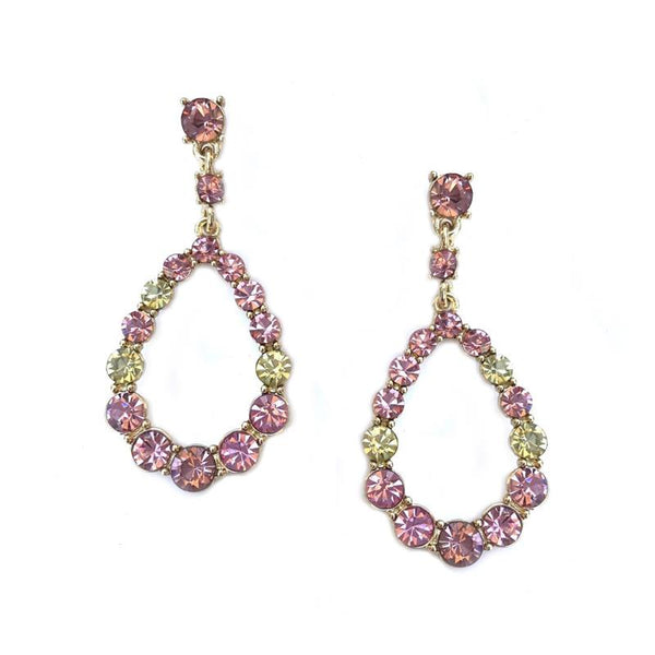 Delia Oval Pink and Lime Gem Earring
