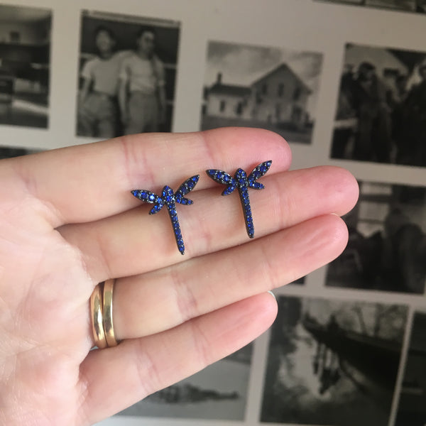 Blue Crystal Dragonfly Earring