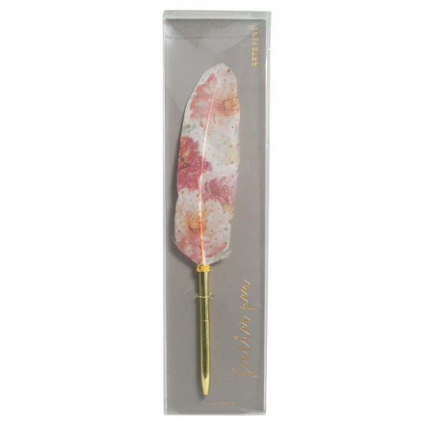 Pink Floral Feather Pen