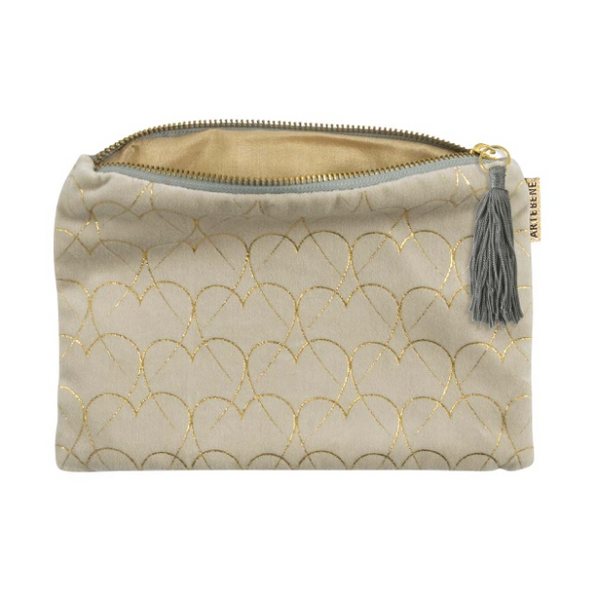 Gold Heart Cosmetic Bag