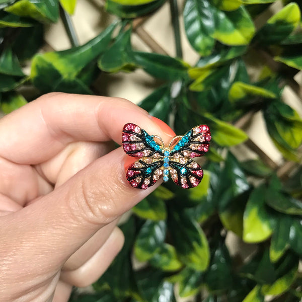 Dana Butterfly Brooch Pink and Turquoise