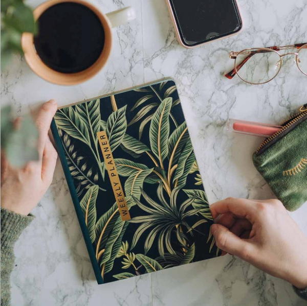 Leaf Print Any Year A5 Planner Notebook